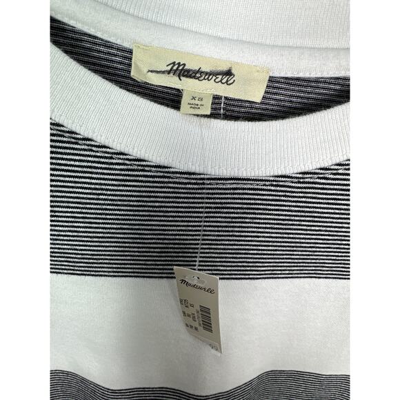 Madewell NWT Women’s Black White Striped Easy Crewneck Long Sleeve Top size XS - Picture 3 of 9